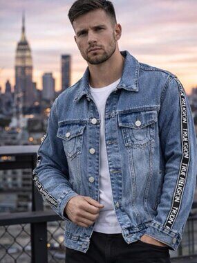 True Religion Blue Denim Performance Jacket